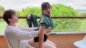 Japanese Cutie's Balcony Thrills: Tease & Cream