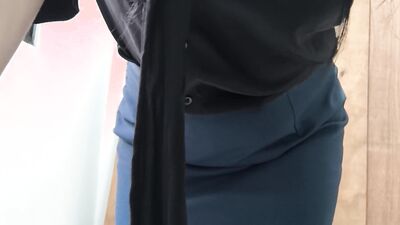 Busty secretary makes a porn video from the office basement