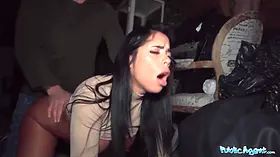 Public agent brunette with a spectacular Bubble Butt fucking a massive meaty sausage