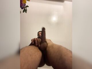 Flashing large ramrod Jerking off Massive Wang