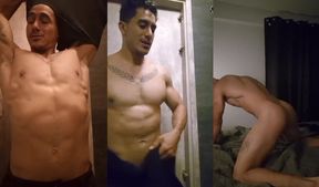 Latino Muscle Beast Bath Jerk Gushes Cum Flood Destroyed