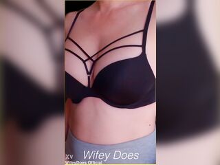 WIFE stuns in excellent ebony brassiere