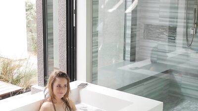 Sexual intercourse of the horny couple already started in the bathroom