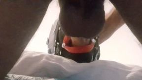 MILF with ring gag, fake lips, mouth and facial