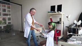 Bad nurse strips and shows off her naughty side backstage