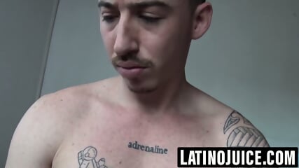 Paying tattooed Manu to touch his body and stroke his cock