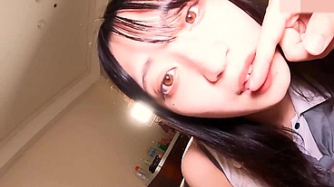 19 year old Japanese black hair beauty. Slender amateur, blowjob and hairy creampie sex. Uncensored, Asian, hentai