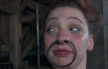 Ugly slave with big ring in her nose punished by her master after giving head