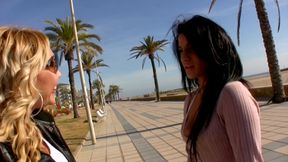 Two exotic babes get fucked hard by a horny stud