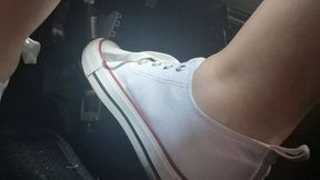 Driving with sexy white sneakers through the city of Milan 1080HD