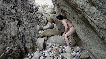 Cave woman comes for sex and gets all of her holes filled