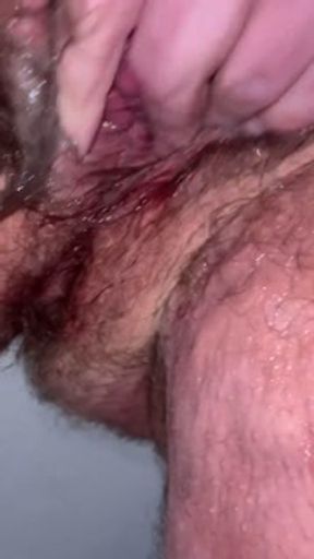 Hairy Slimy Pussy Fat Clit Jerk-Off