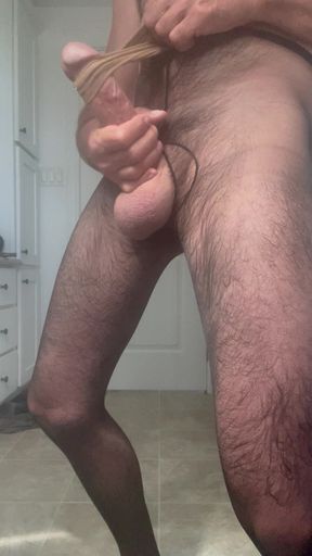 Pantyhose and a nylon sock make me cum