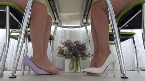 women swap Squeaky shoes with each other SHpl