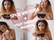 Spicy Yakisoba + Fruit Sandwich Mukbang