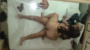 Asian hotwife's big booty gets pounded while hubby watches