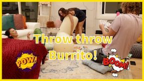 Sexy Brunette Playing Throw Throw Burrito