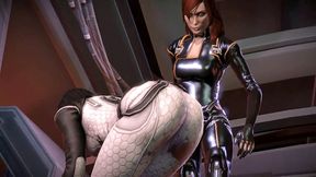 Dat ass - futa Shepard rubs her dick on Miranda's ass