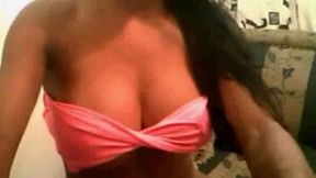 Bosomy TS Latina shows her body and plays with her cock