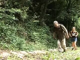 Messy old pig fucks a cute teen