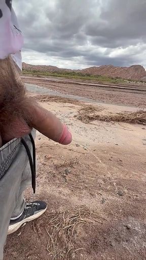 Young Uncut Boy Pee in Desert