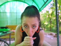 Depraved stepmom feeds wild lust for cock and cum outdoors