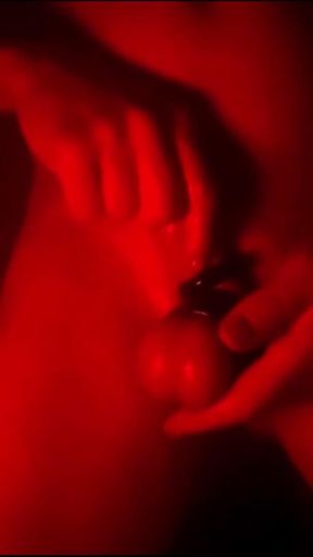 Oily Masturbation in Red Monochrome
