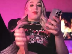 Big Tits Tranny Jerking her Big Hard Cock