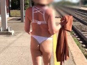 Sexyy walking trans in station train exibitionism trans