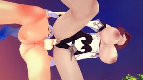 Rosaria Gets Creampied By Ganyu in Futa Genshin Impact 3D Hentai Action