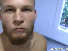 Real amateur jock films his solo masturbation in bathroom