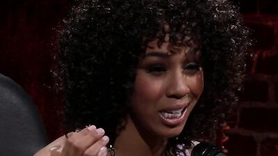 Dashing black babe hammered with a big white dick after oral