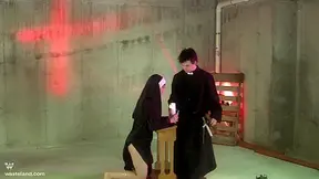 Roleplay Done Right As Hot Redhead Nun Rides A Hard Wooden Dildo Under Rule Of Sexy Priest