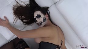 Masked woman in sexy outfit penetrated hard anally