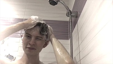 Hot Teen Takes a Shower with Foam / Hot / Big Dick