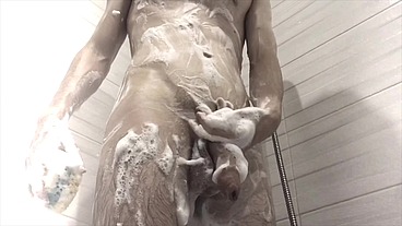 Hot Teen Takes a Shower with Foam / Hot / Big Dick