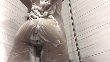 Hot Teen Takes a Shower with Foam / Hot / Big Dick
