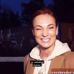 Skinny red haired German woman during a pov Fuck date in public