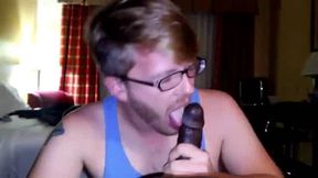 Big Black Cock Gets Serviced by a Hungry White Mouth