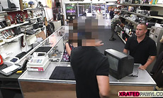 A pretty Latina woman gets a very hard sex inside the pawnshop