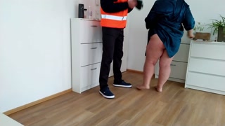 While I was not at home, my mother-in-law gave the courier a blowjob