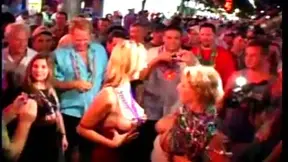 Excited Babes at Street Party Boldly Show Off Their Bodies for Fun Night Out