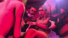 Battle Royale - Miranda From Mass Effect Is Lesbian Strapon Fucked In Nightclub Orgy