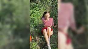 Real amateur couple's POV blowjob on hot summer day