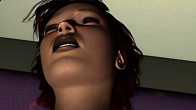 3D cartoon redhead babe plays with herself in bed