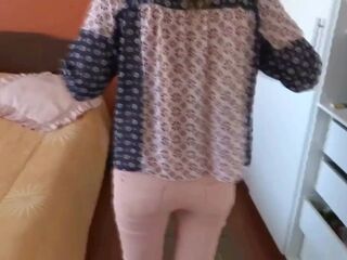 Latin mother, exhibits herself in front of her abode employees and asks 'em to masturbate