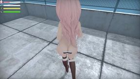 Curvy girl plays with herself in public