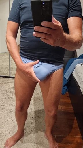 Big bulge swim suit mature men