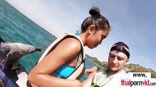 Thai teen giving blowjob on a jet ski