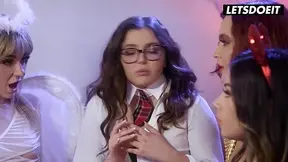 COUGAR stepmom joins her stepdaughter and three other sultry ladies for a